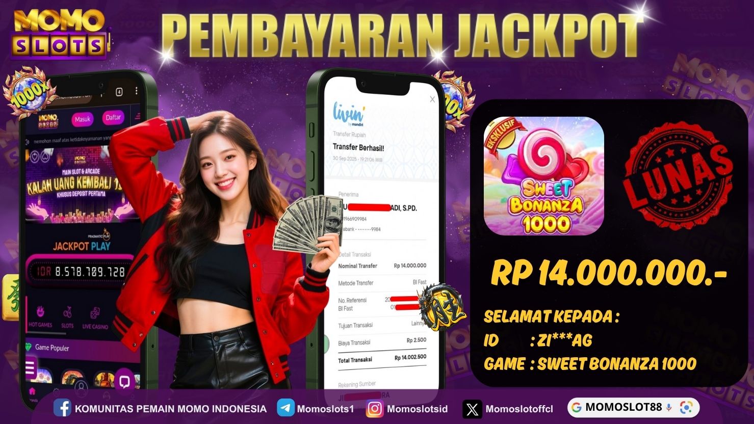 MOMOSLOTS JACKPOT SLOT SWEET BONANZA 1000